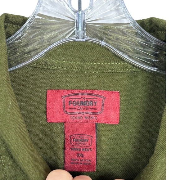 The Foundry Supply Co Mens Green Cotton Button Down Utility Shirt 2XL Workwear - Picture 2 of 8
